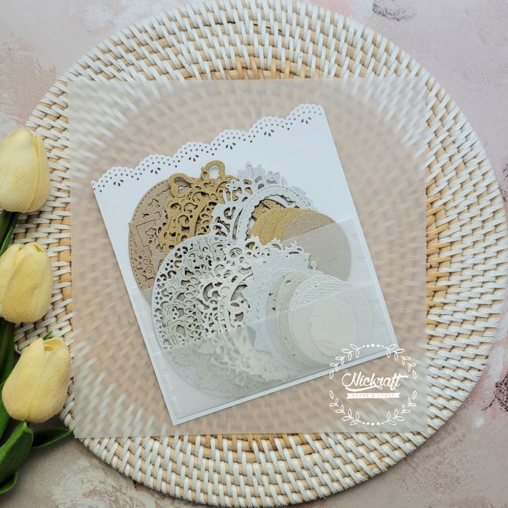

15 pcs DIE CUT FRAME OVAL RECYCLE PAPER size M
