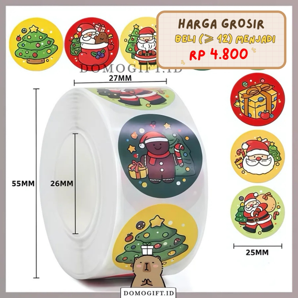 

Stiker Roll Label Untuk Tempel Di Kemasan Jualan Sticker Roll 500 Pcs Motif Merry Christmas Hallowen