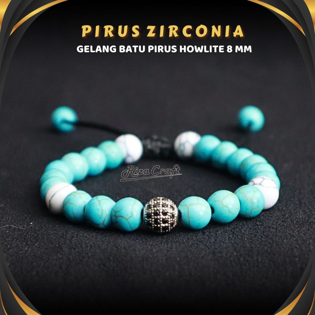 Gelang Liontin Batu Akik Pirus Persia Turquoise ASLI Natural Alam Akik untuk Wanita atau Cewek Bagus