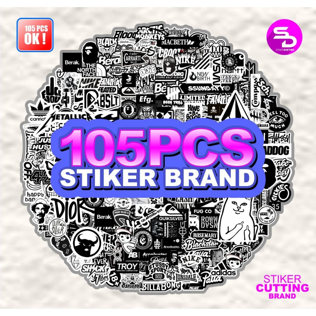 

105pcs hitam putih stiker pack stiker distro aestetic sudah terpotong