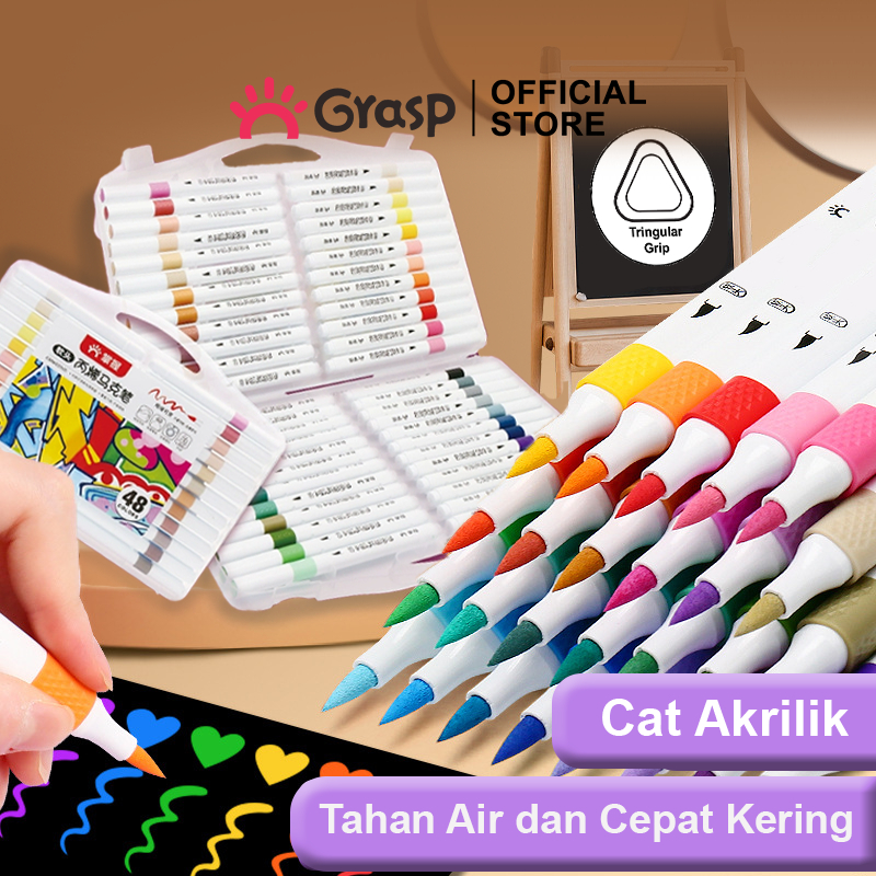 

GRASP Marker Acrylic Brush 12/24/48 Warna Pena Seni Tinta Akrilik Ujung Lentur MW016