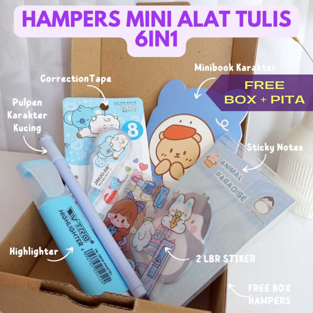 

(6pcs/pack) Paket Alat Tulis Mini 6in1 Hadiah Perpisahan Hadiah Ulang Tahun Hampers Guru Murid