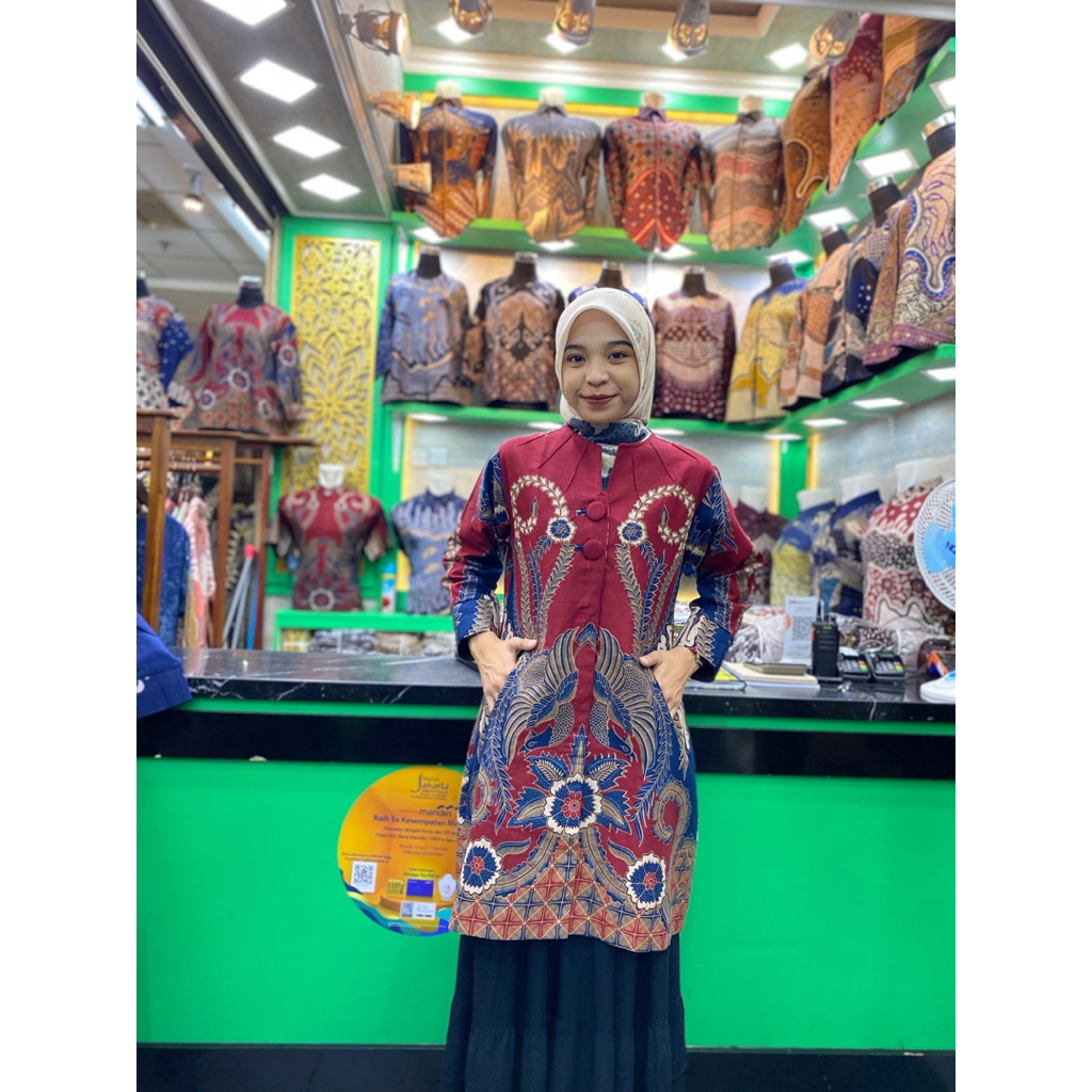 Tunik Batik Wanita Motif BURUNG KEMBAR Bahan Katun Prima By BATIK RAMA