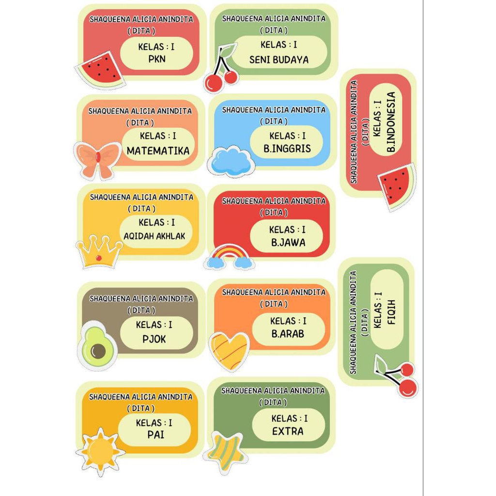 

STIKER NAMA MATA PELAJARAN 12pcs