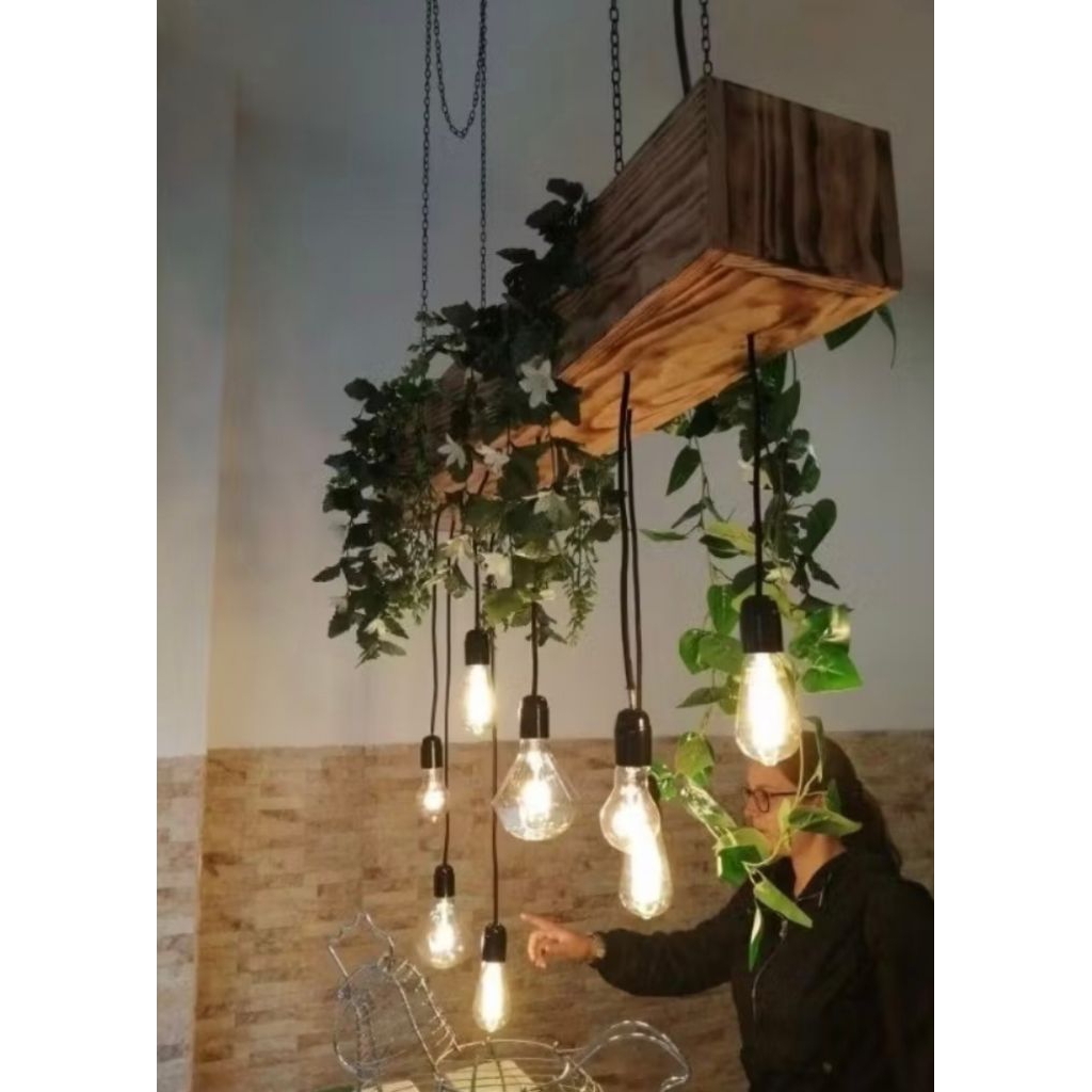 lampu hias gantung balok gantung vintage kayu balok lampu hias gantung