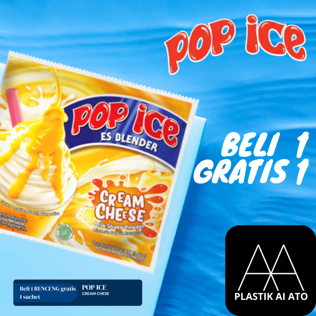 

Pop Ice Milk Shake Powder CREAM CHESE 23 Gr 10 + 1Pcs BONUS 10 PCS SEDOTAN + PLASTIK / Pop Ice