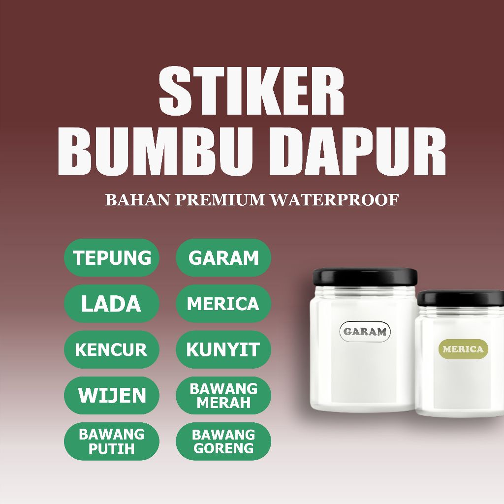 

(COD) Stiker Bumbu Dapur Sticker Toples Bumbu Dapur Tahan Air (Waterproof) Tidak Mudah Mengelupas Bahan Premium