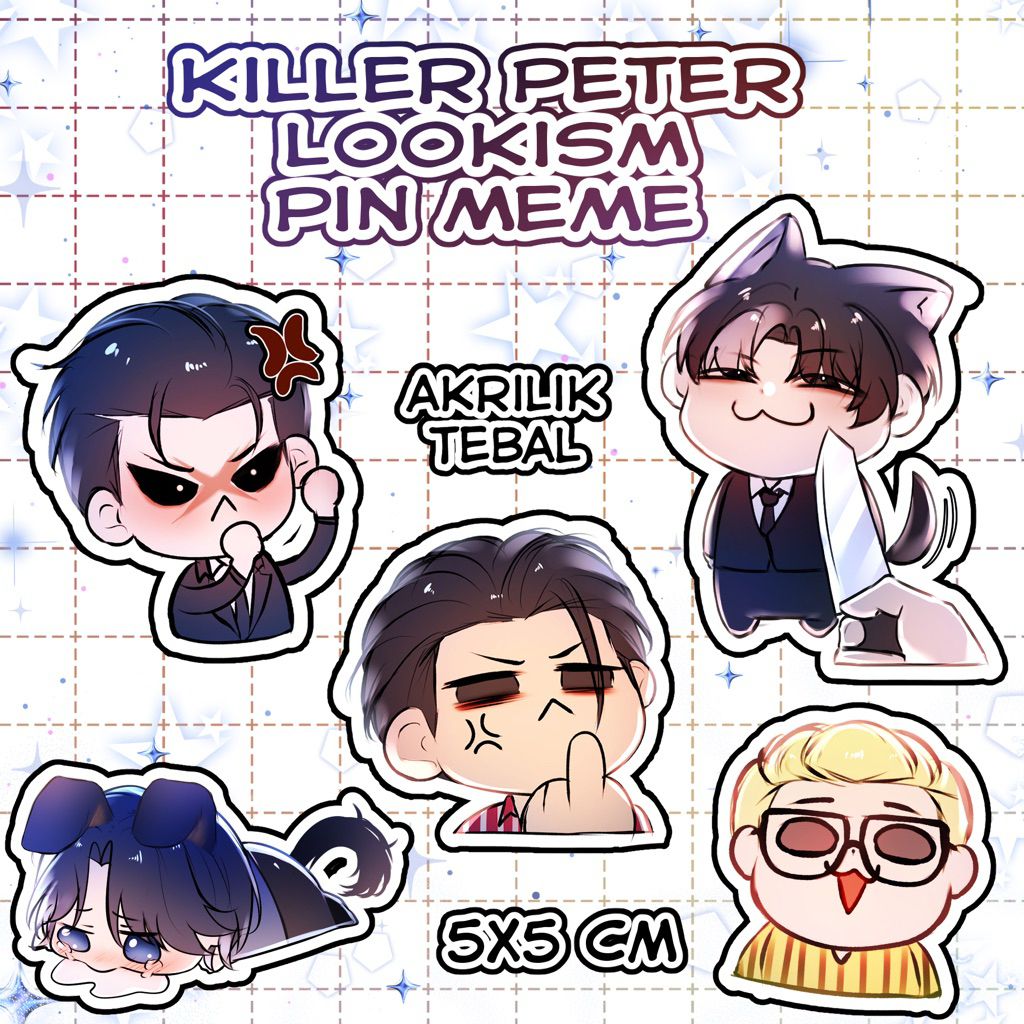 Pin Lookism & killer peter Chibi Meme Lucu | Akrilik Glossy | pin manhwa
