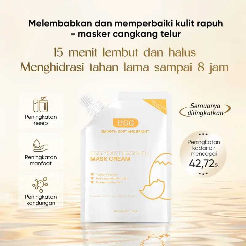 Egg Shell Yeast Mask Cream Masker Wajah Telur BPOM