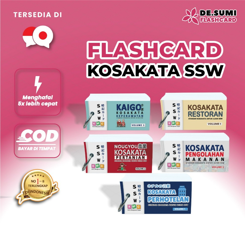 Flashcard SSW Kosakata Keperawatan, Restoran, Pertanian, Pengolahan Makanan Perhotelan Bahasa Jepang
