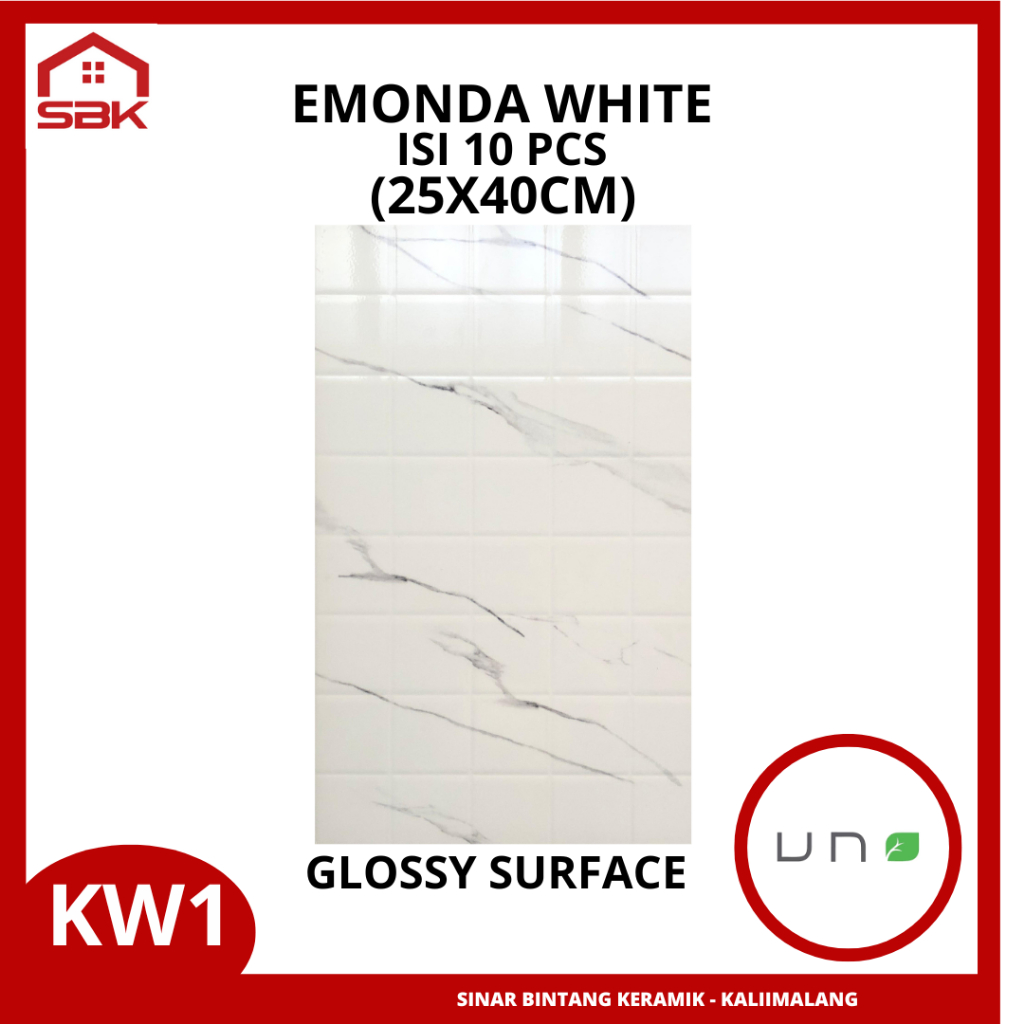 Keramik Dinding 25x40 Emonda White Uno