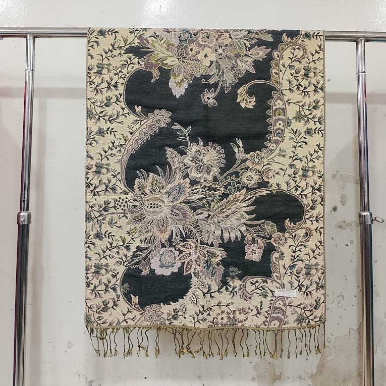 Pashmina Syal Scarf Motif Batik Non Prada Random Benang Emas Selendang Shawl Wanita Co