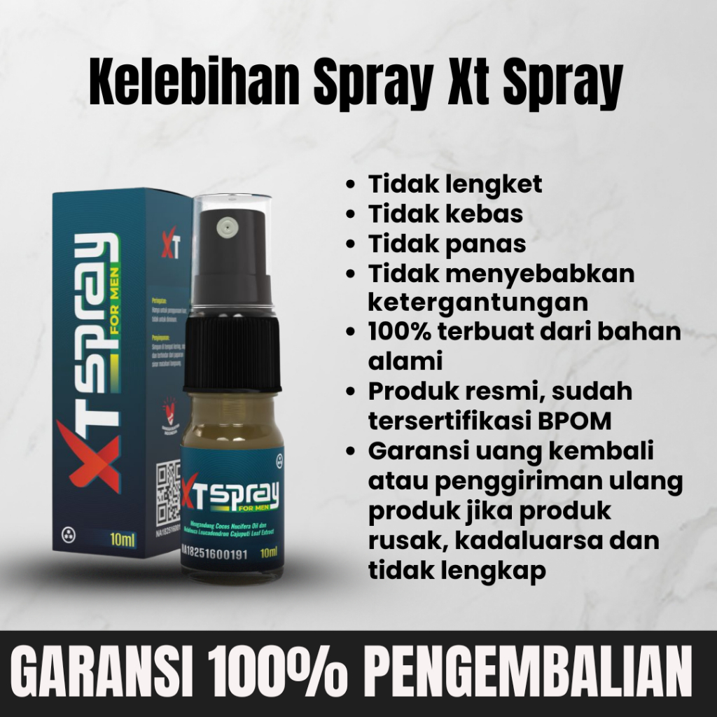XT SPRAY obat spray khusus untuk pria tahan lama Tidak Kebas Tidak Panas asli herbal original BPOM