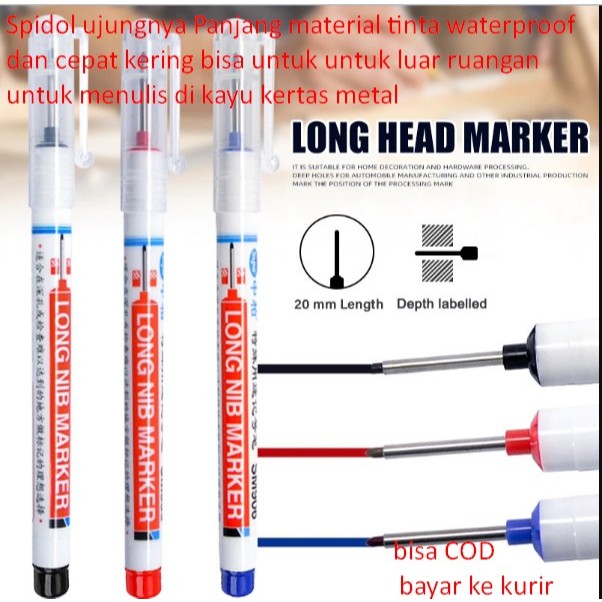 

Spidol ujungnya Panjang material tinta waterproof dan cepat kering bisa untuk untuk luar ruangan untuk menulis di kayu kertas metal
