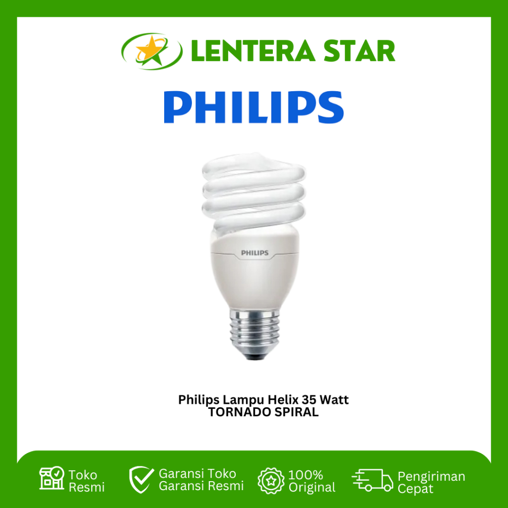 Lampu Helix Philips 35 Watt TORNADO SPIRAL PROMO PENGGANTI 32W