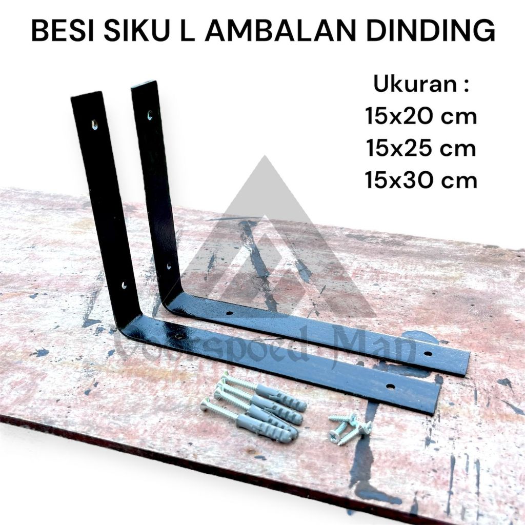 [Voorspoed] Siku Besi L Besar Ukuran 15x30 cm 15x25 cm 15x20cm Penyangga Rak Dingga Siku PLat Strip 