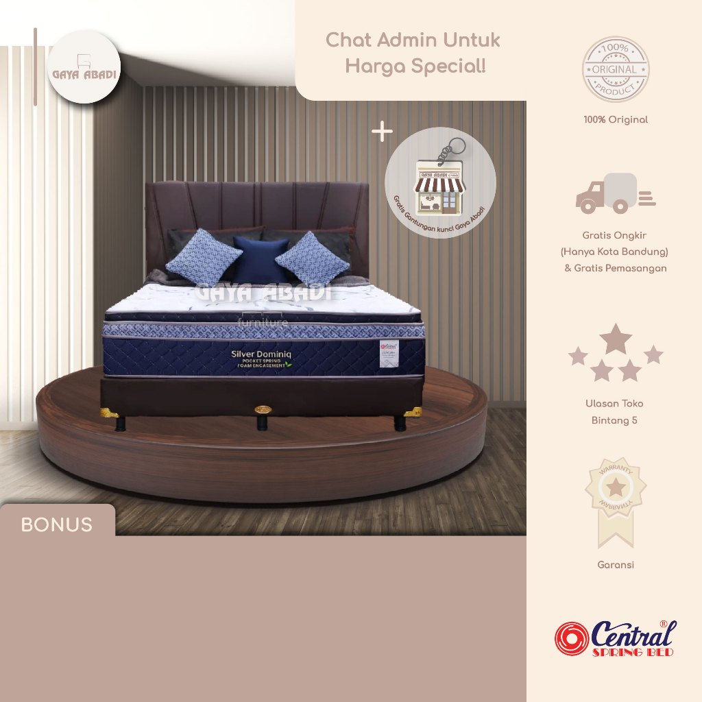 Springbed Central Silver Dominiq / Kasur Central Silver Dominiq - Central Springbed