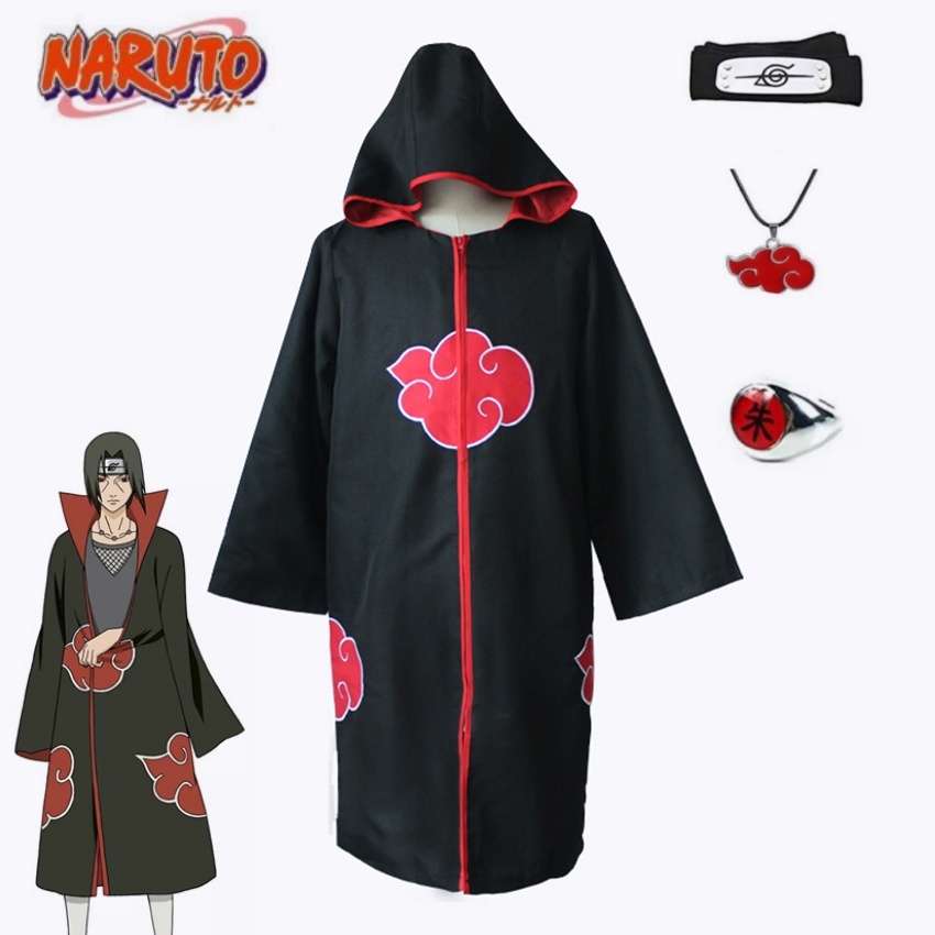 Jubah AKATSUKI Kostum Cosplay Anime NARUTO Shippuden Ninja Hokage / Jubah Akatsuki