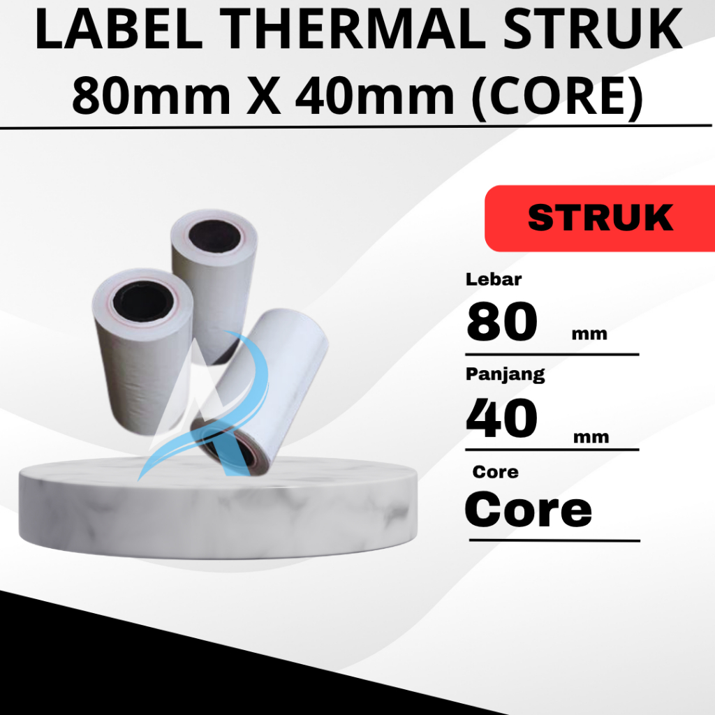

KERTAS STRUK THERMAL PAPER ROLL 80mmx40mm TERMAL EDC THERMAL PRINTER MINI BLUETOOTH 80MM CORE Diameter Core 1