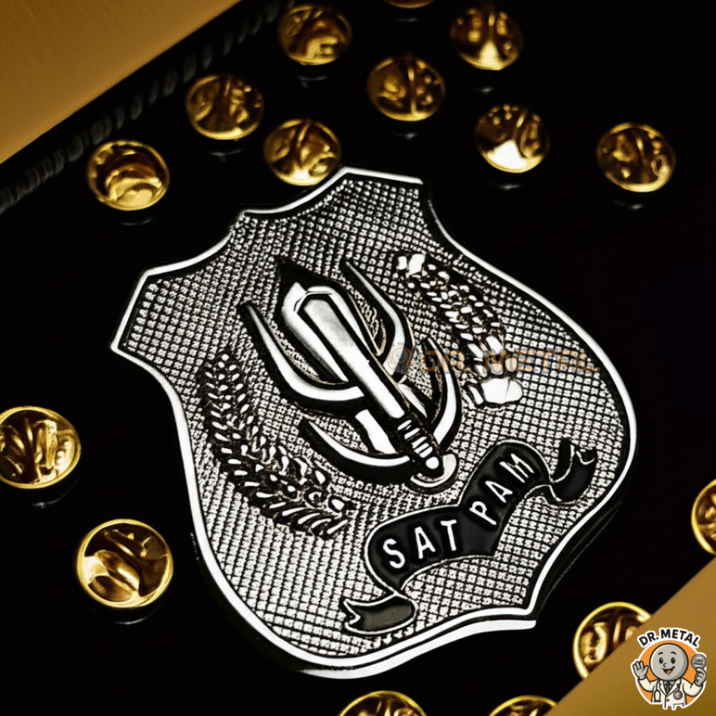 Pin Logo Kewenangan Anggota Security Satpam Material Zinc Alloy Anti Karat Warna Silver Premium