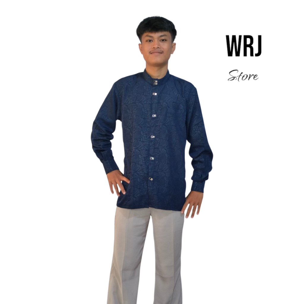 kemeja koko kemko sultan baju koko pria dewasa lengan panjang kain embos sultan premium