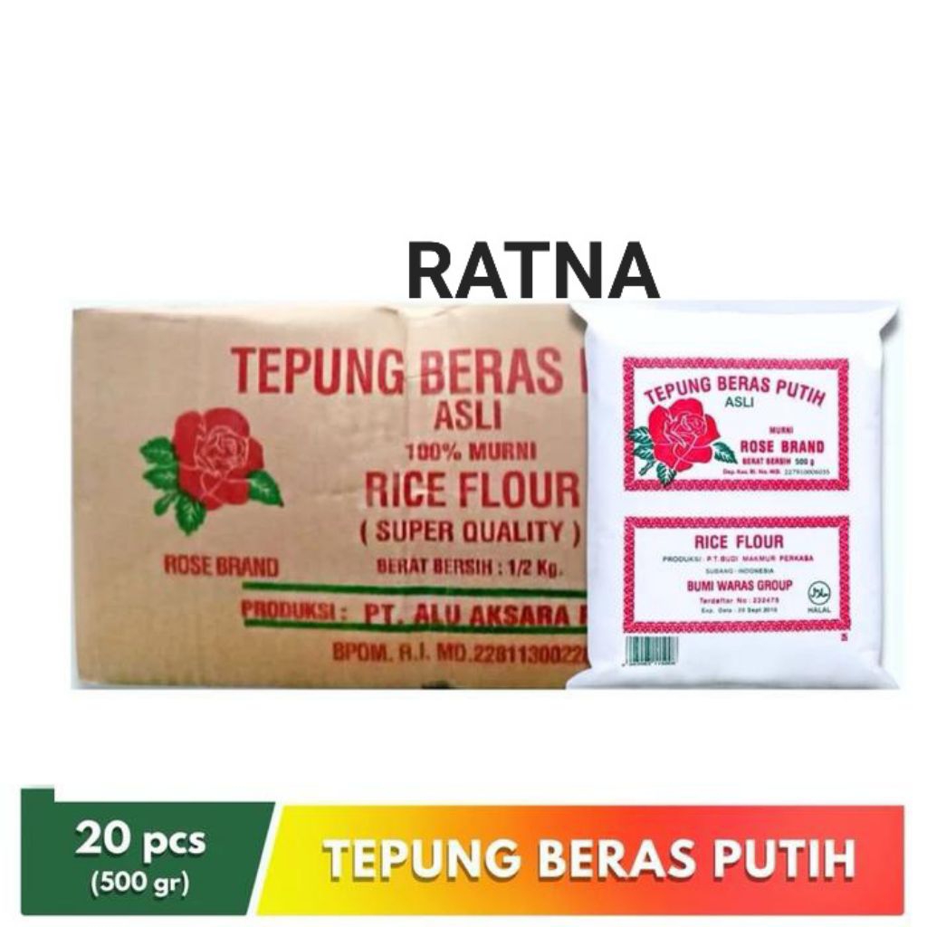 

( 1 DUS isi 20) TEPUNG BERAS ROSE BRAND 500gram