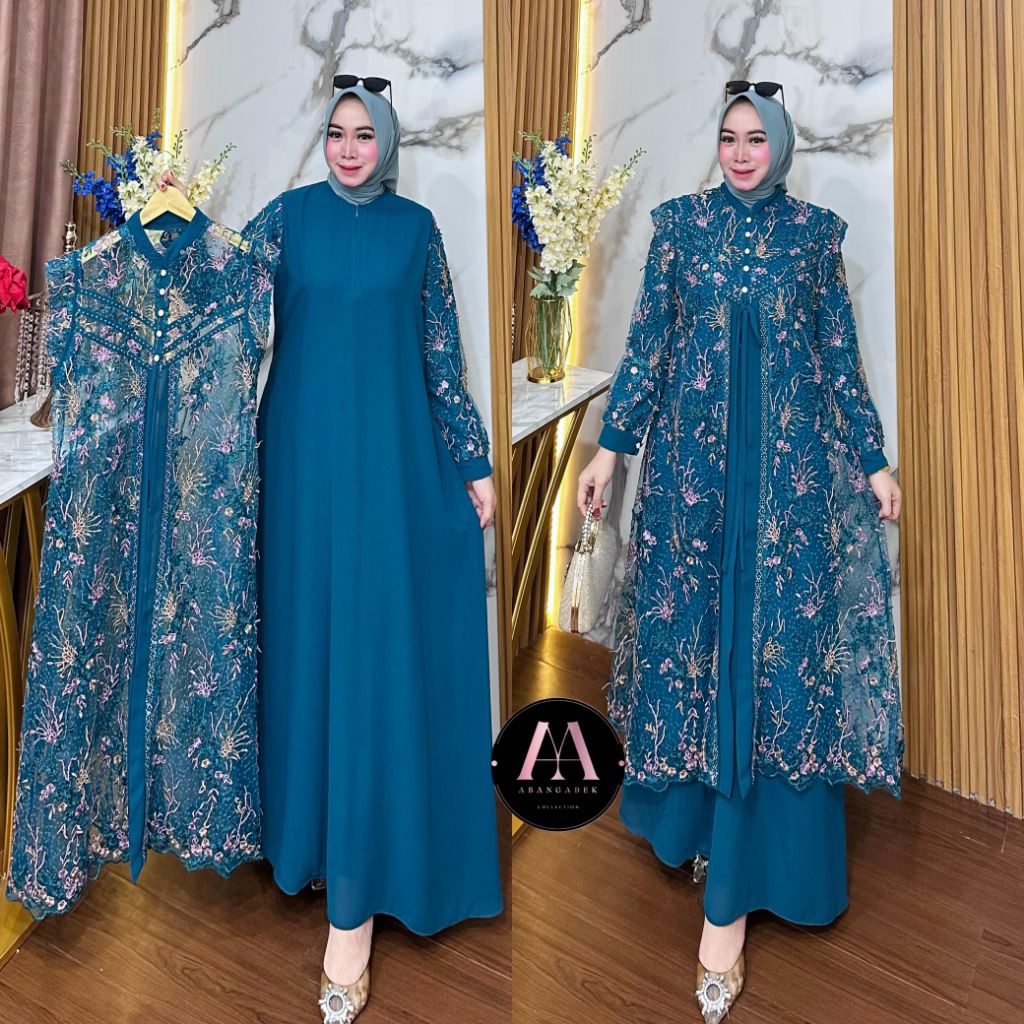Gamis Mewah Outher Tile Bordir Daleman Ceruty babydoll premium Full Puring
