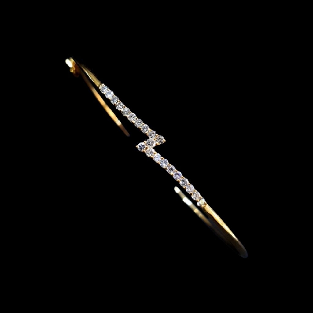 Gelang wanita model Zigzag emas berlian asli bersertifikat keaslian