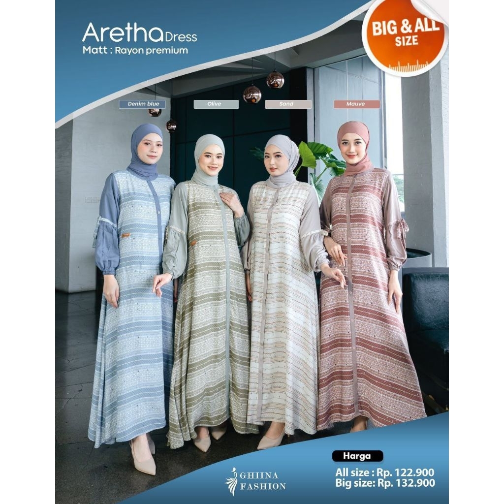 Aretha Dress | Dress Ghiina Fashion Dress motif Gamis Murah