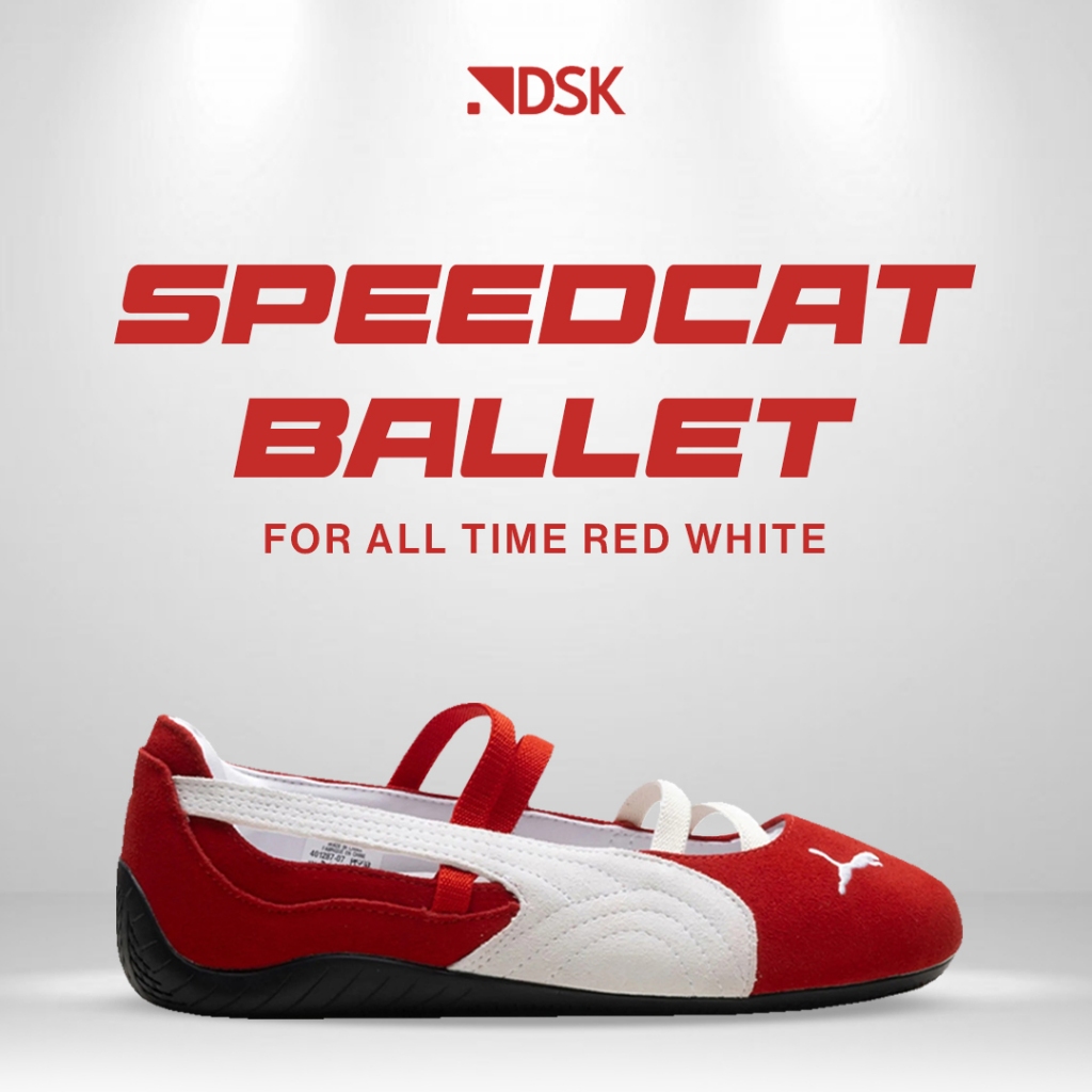 Puma Speedcat Ballet For All Time Red White Woman Sepatu Flat Shoes Wanita Sepatu wanita Ringan dan 