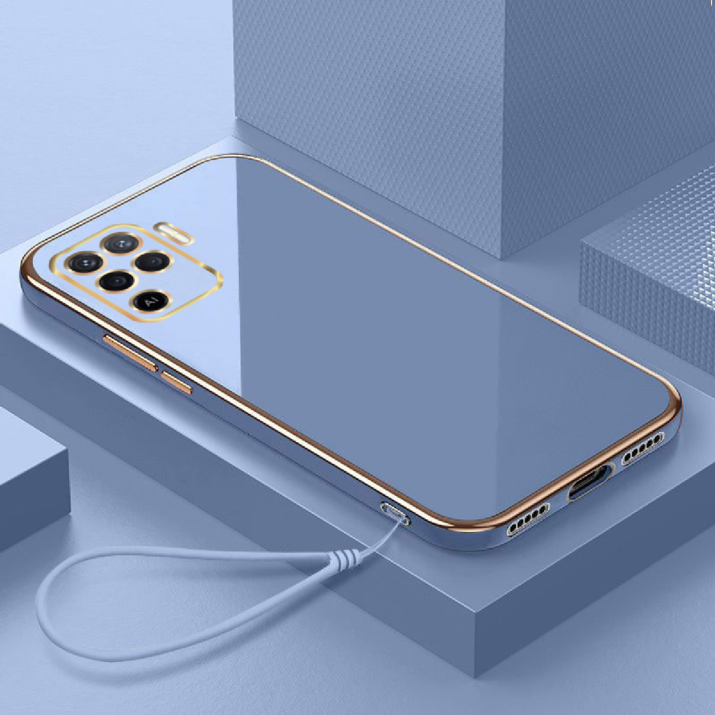 Softcase Oppo Reno 5F Case Luxury Plating Silicone Lanyard