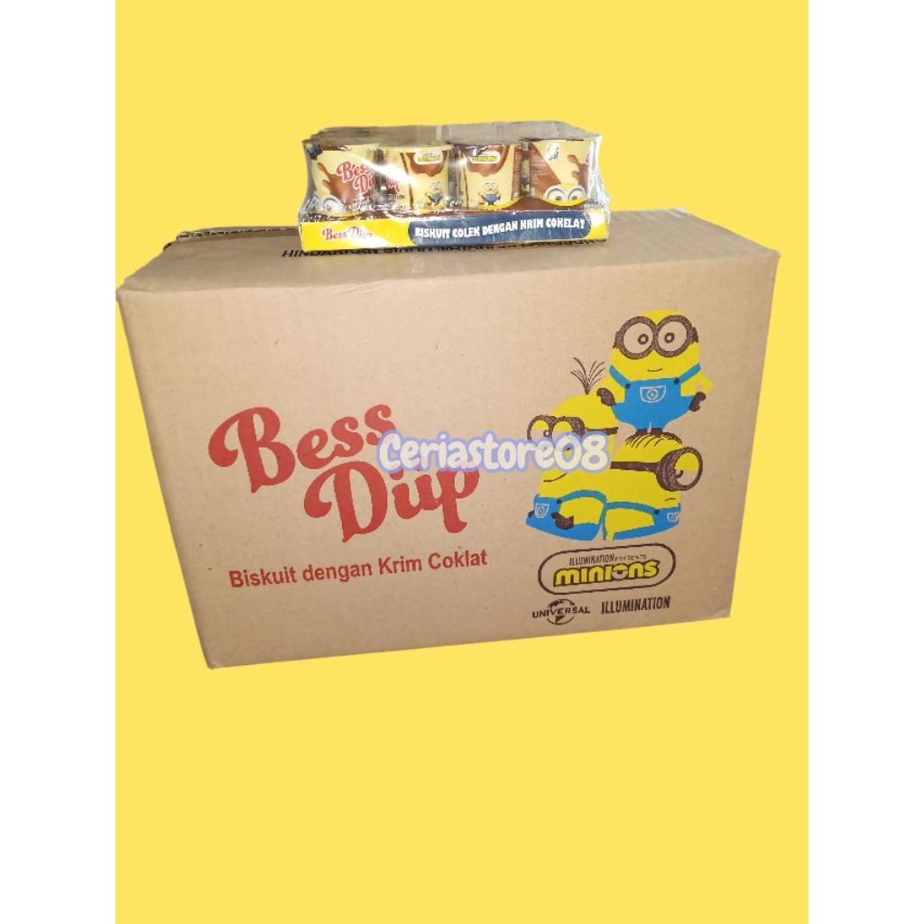 

12 Pcs x 8 gr Biskuit Cokelat dengan Krim Cokelat Minions Bess Diip