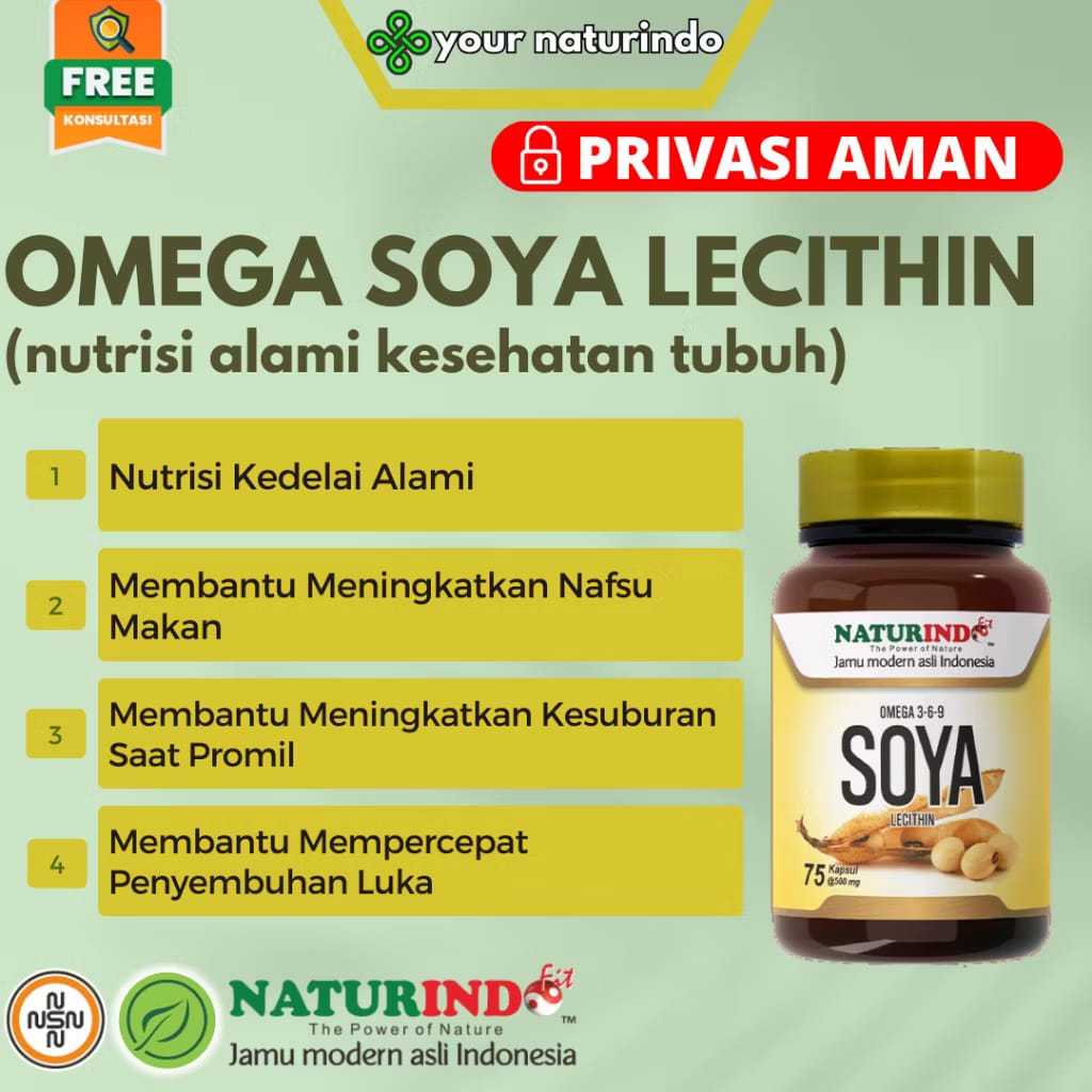 Omega Soya Lecithin Naturindo 75 Kapsul 500 mg