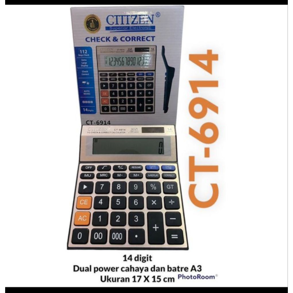 

KALKULATOR CITIZEN BESAR CT 6914 14 DIGIT /CALCULATOR BESAR CITIZEN CT 6914