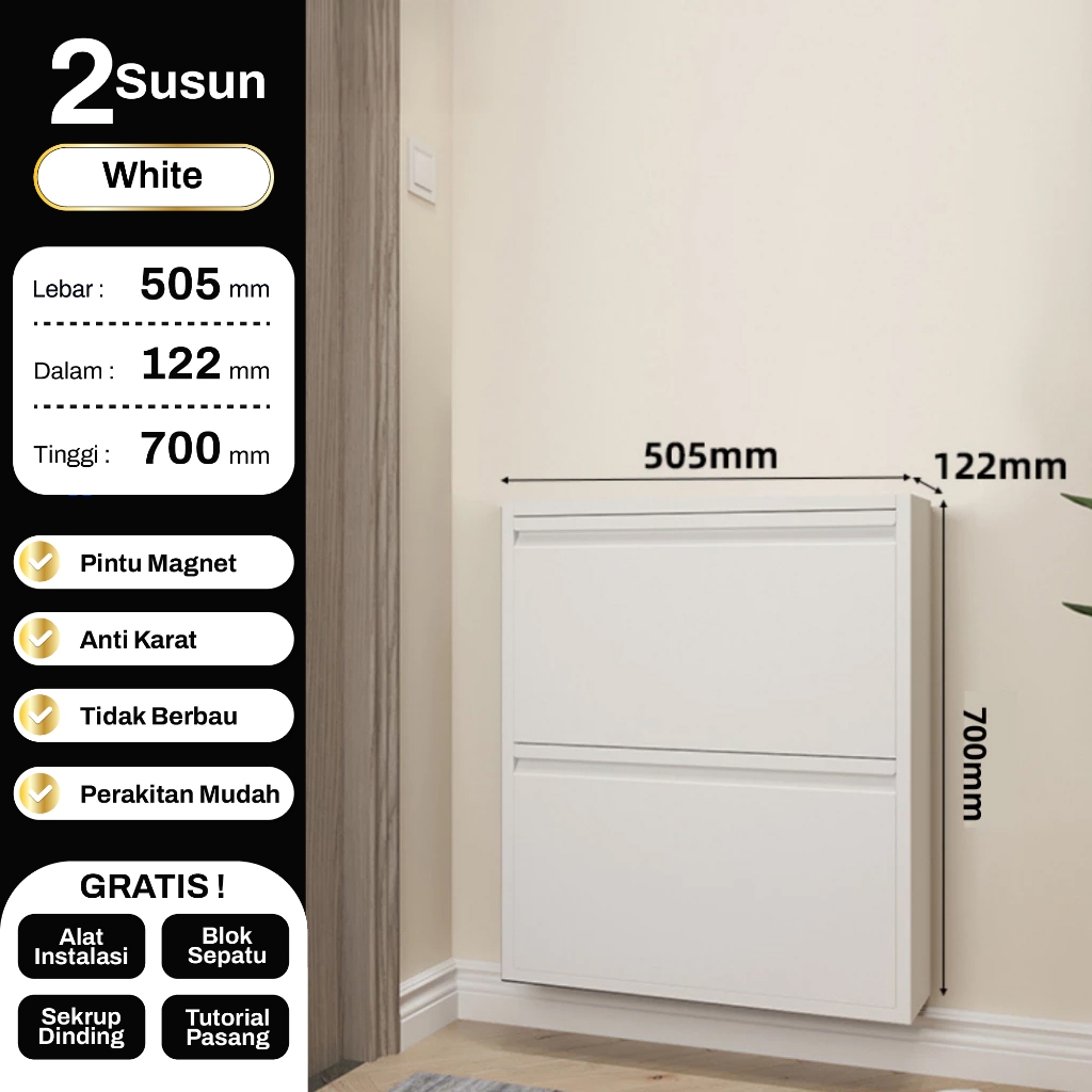 Rak sepatu 2 Susun Besi Kuat tebal Lemari Sepatu Aluminium Lemari Sepatu Besi Rak Sepatu Susun Besi