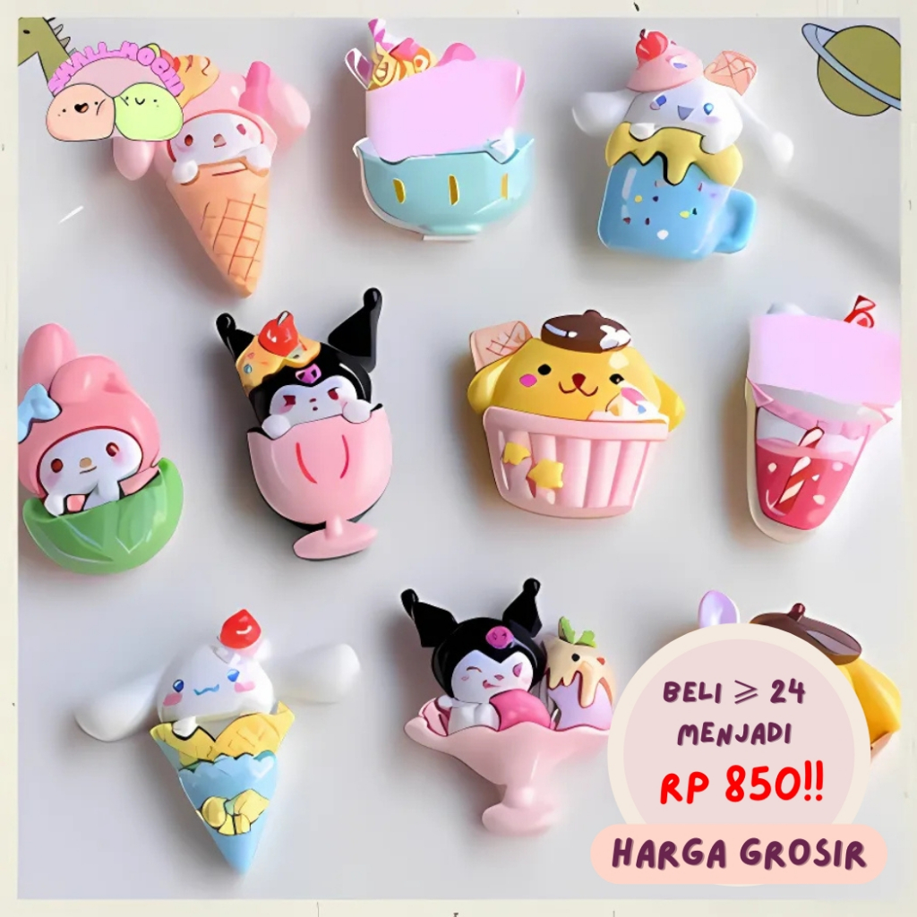

1 Pcs Resin Clay Stiker 3D Motif Sanrio Dessert 3D-014