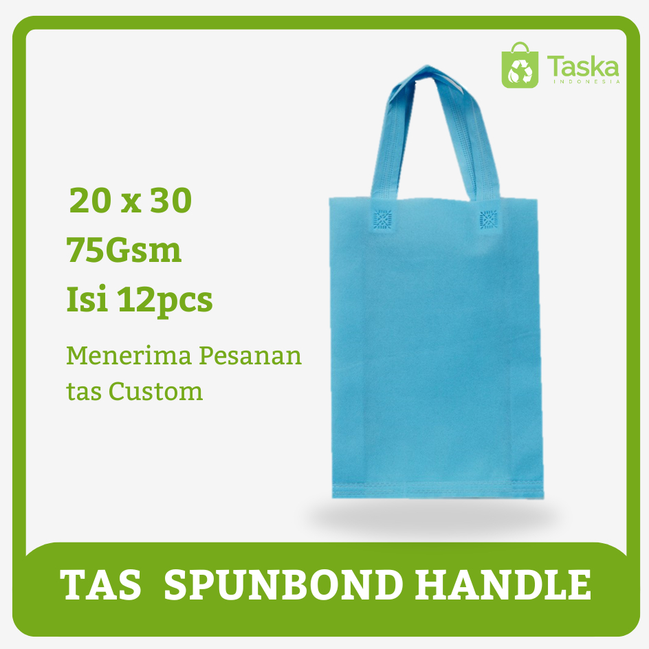 

Taska - (isi 12) GOODIE BAG SPUNBOND HANDLE 20x30 LUSINAN Warna Biru Muda Tas Grosir