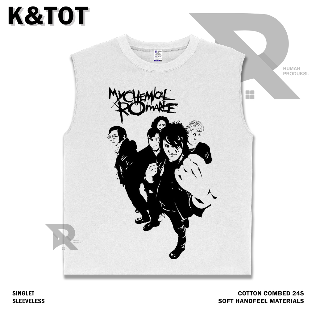 KAOS BAJU SINGLET MY CHEMICAL ROMANCE JAMET | BAND METAL MUSIK ROCK | T-SHIRT SINGLET PUTIH STYLE Y2