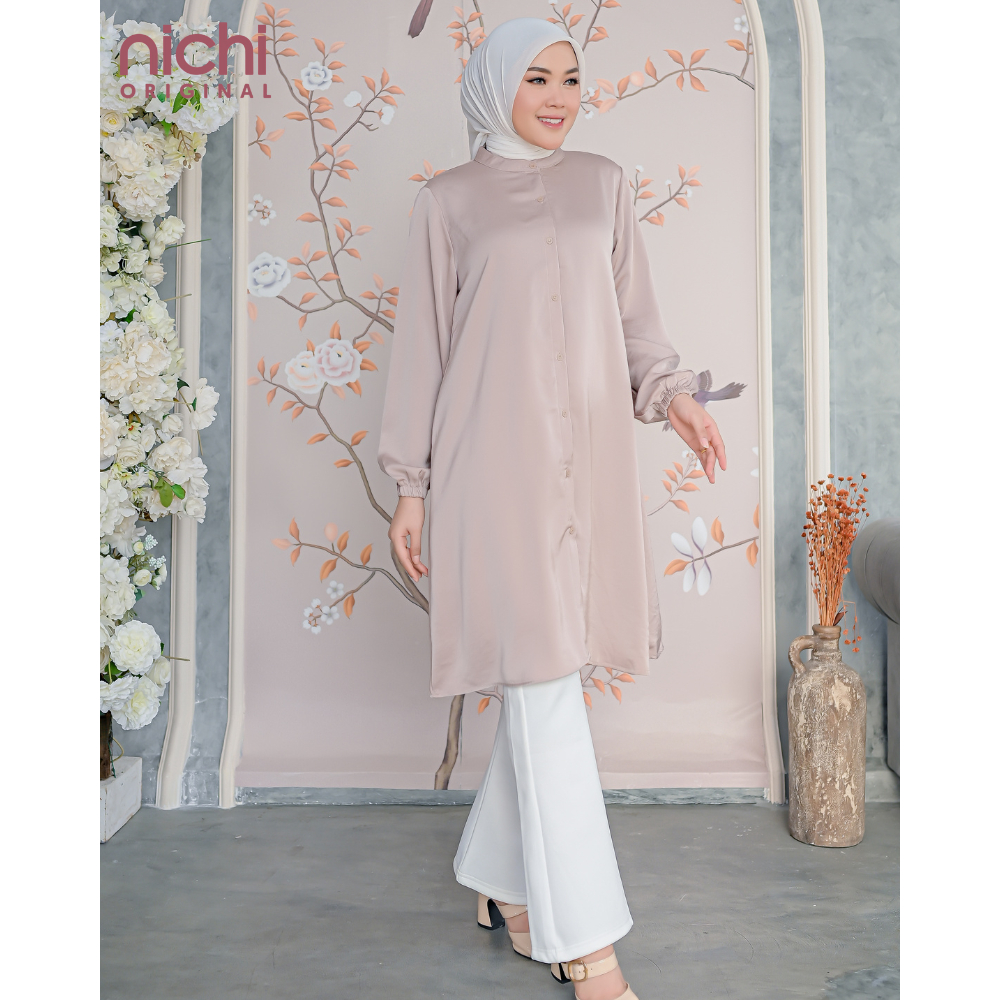 Tunik ootd atasan wanita polos calista - cream by Nichi