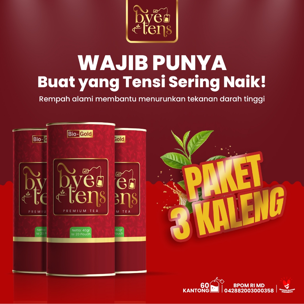 

Paket 3 Kaleng Teh Hipertensi Bye Tens Premium Tea Untuk Darah Tinggi, Kolesterol, Nyeri Sendi, Asam UratBPOM