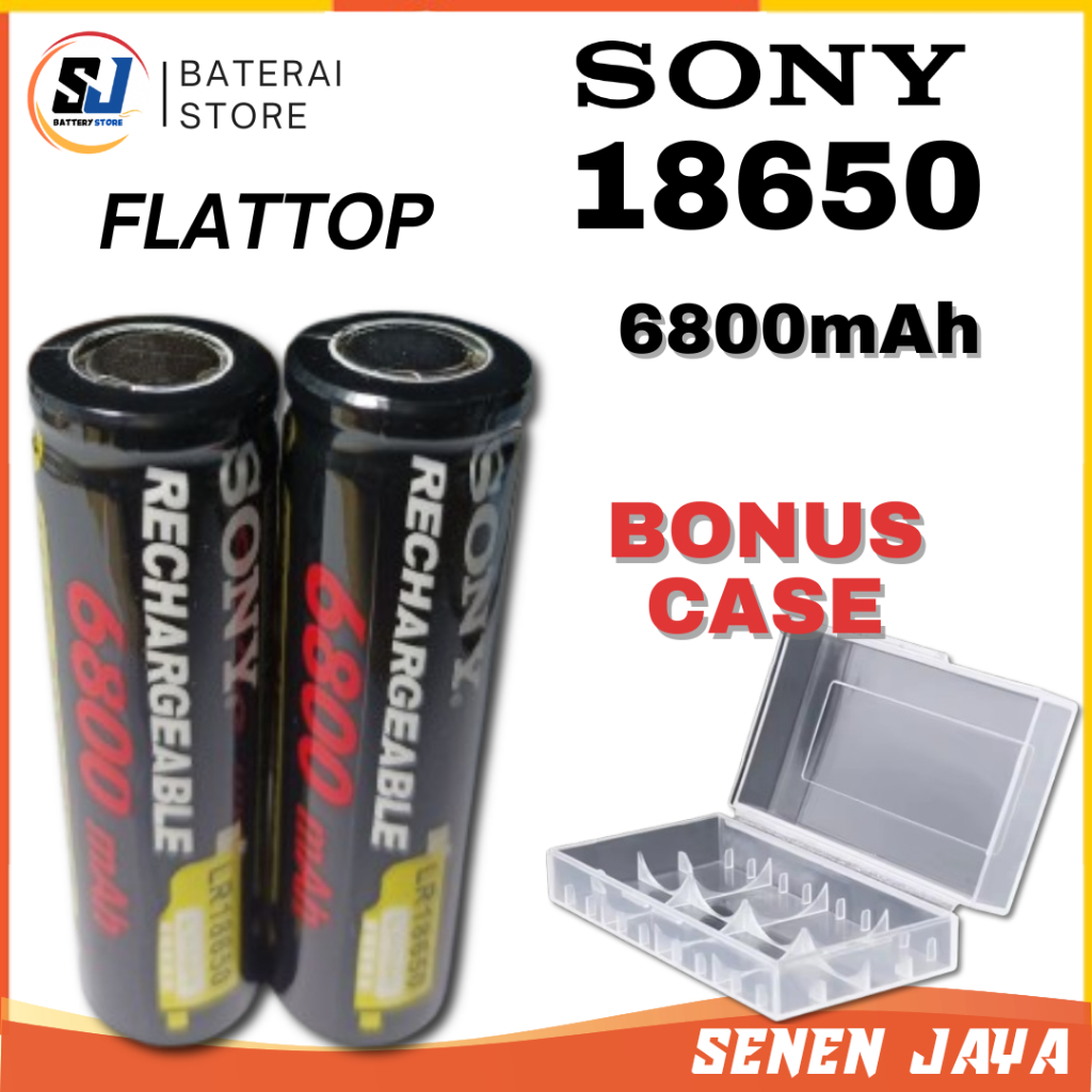 EKONOMIS 2 PCS Baterai 18650 3.7V Sony 6800 Flat Top Batre SONY 18650 3.7 Volt 6800 mAh ORIGINAL