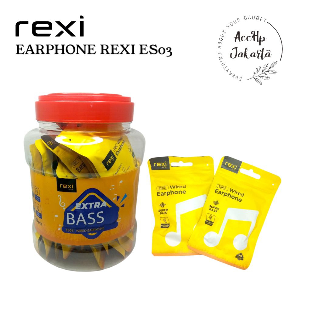 TOPLES HANSFREE REXI ES03 HEADSET REXI HF EARPHONE WIRED SUPER BASS ES03 REXI ISI 20 PCS