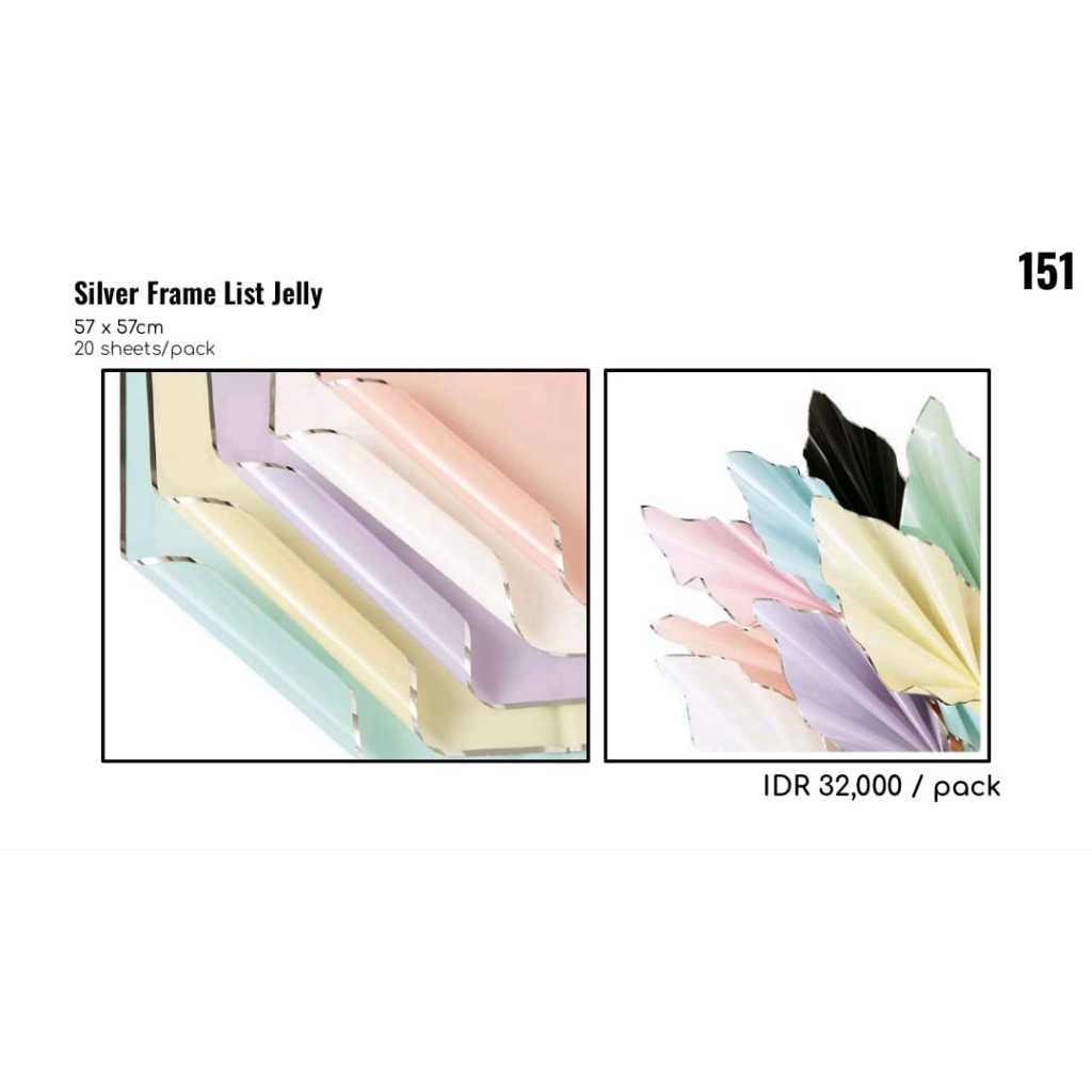 

MY Supplies - Flower Wrapping Paper Silver Frame List Jelly Bungkus Buket Bunga Pinggiran Silver