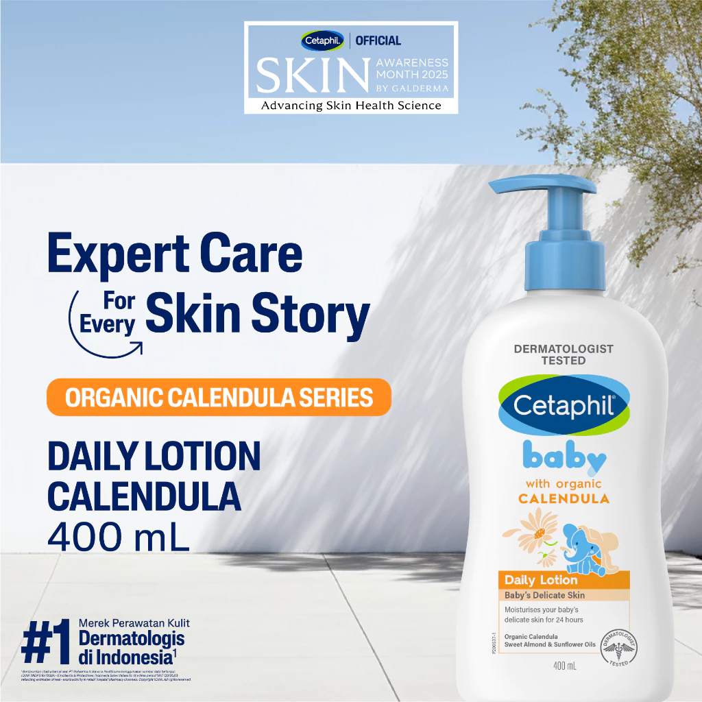 Baby with Organic Calendula Daily Lotion 400ml Dengan Calendula, Glycerin, Sweet Almond Oil, Dan Sun