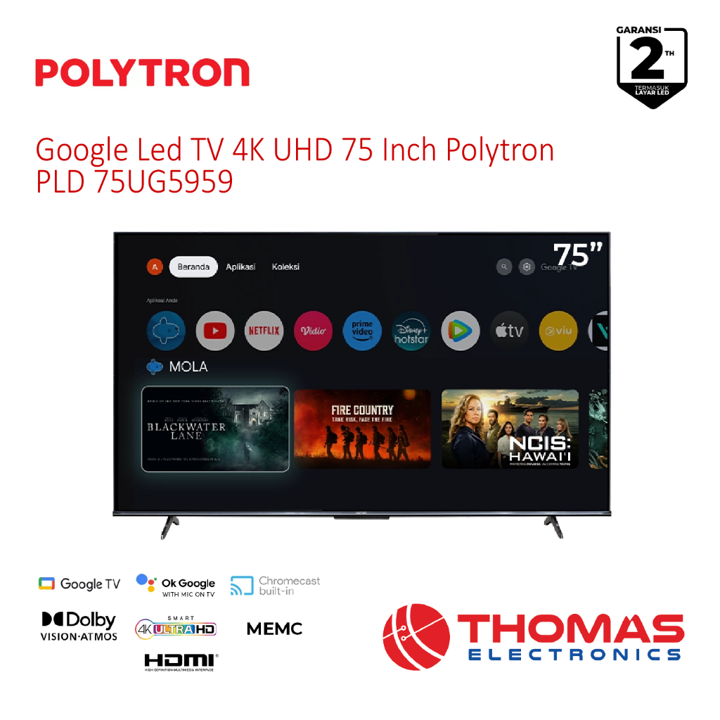 POLYTRON 4K UHD Smart Google TV 75 Inch PLD 75UG5959