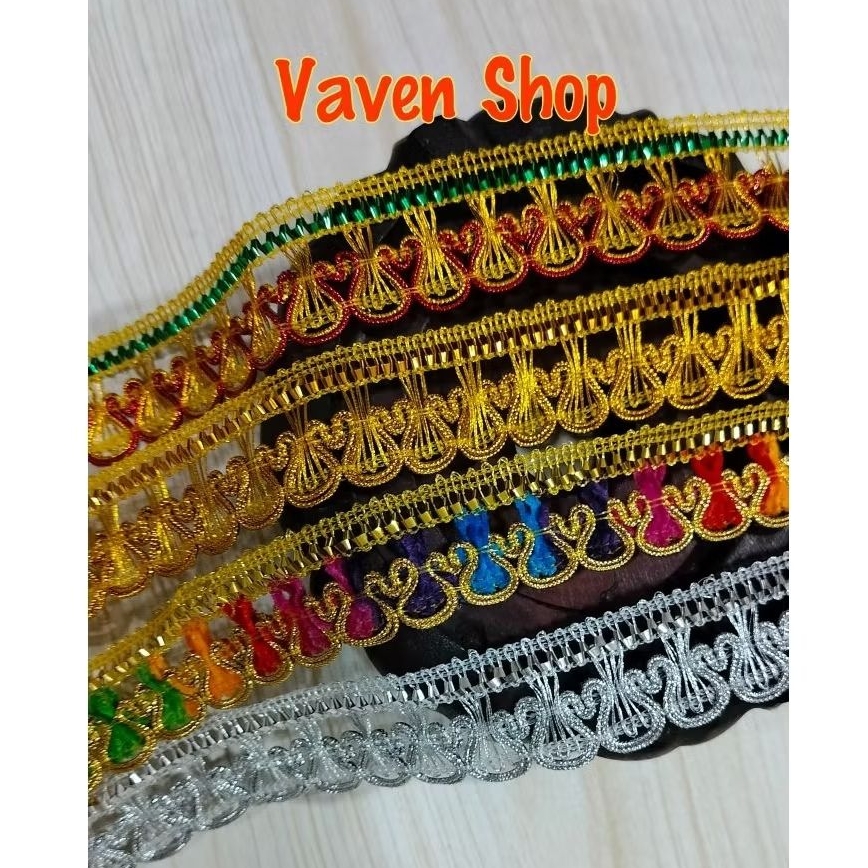 Renda Tali Emas Variasi Payet 1 yard