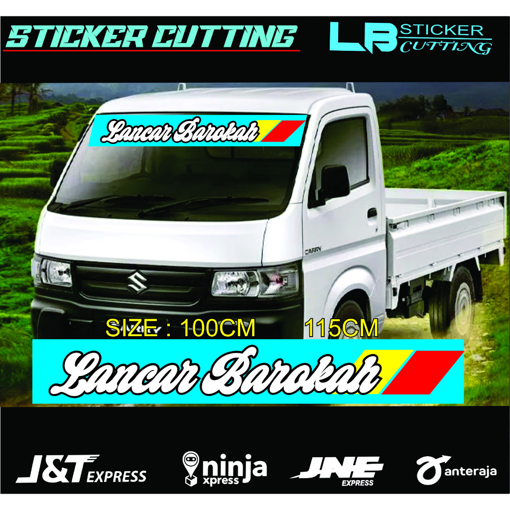 STIKER LANCAR BAROKAH KACA DEPAN MOBIL PICK UP COLT T120SS BEBAS CUSTOM PSN25.04