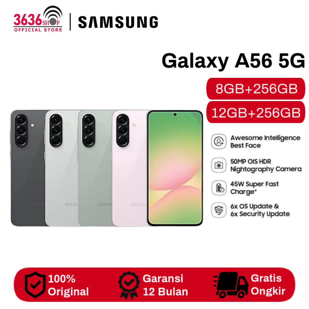 Samsung Galaxy A56 5G 8GB/256GB | 12/256GB - Exynos1580 NFC LCD Super Amoled Triple Camera Battery 5