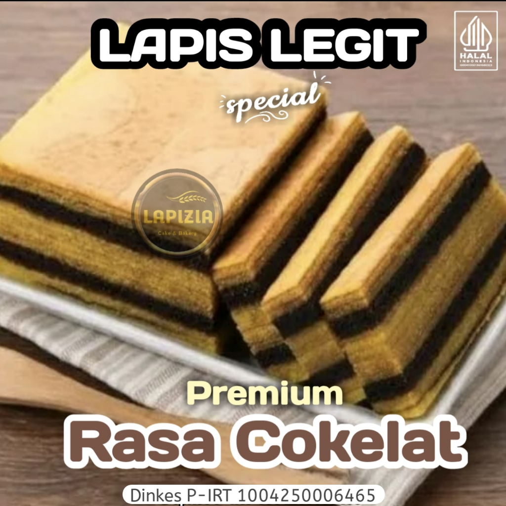 

Lapis legit Coklat Spesial Basah Harum Gurih Legit 100% Halal, Bahan Premium 17 x 17 cm.