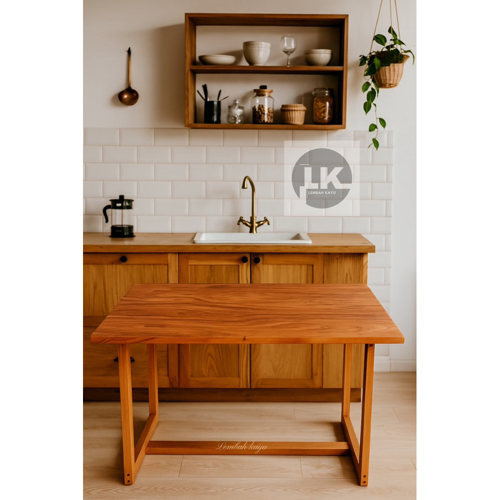 Meja Makan Minimalis Meja serbaguna kayu mahoni Aesthetic